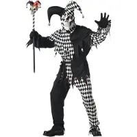 California Costumes Zwart en wit duister harlekijn kostuum voor mannen