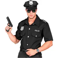 Widmann Stoer zwart shirt van politie agent met korte mouwen