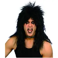 Smiffys Hair Metal pruik zwart - Kostuum pruik voor carnaval
