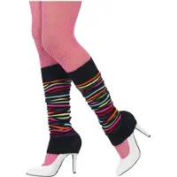 Smiffy Beenwarmers neon black multi (fluoriserend regenboog en zwart)