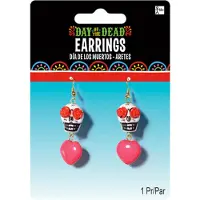 Amscan Oorbellen Day Of The Dead 5,7 Cm Wit/rood 2-delig