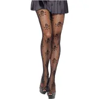 Leg avenue Zwarte piraten doodshoofden panty voor vrouwen