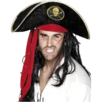 Smiffys Smiffy's Piratenhoed - zwart/goud - piraten - verkleden - carnaval - jack sparrow