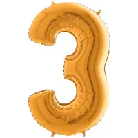 Ballongkungen AB Folie ballon cijfer '3' goud (100cm)