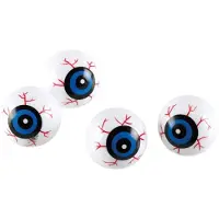 Merkloos Halloween oogballen - 6x - wit/blauw - 3 cm - kunststof - Feestdecoratievoorwerp