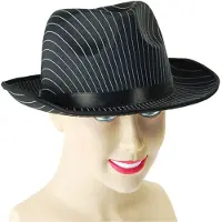 Bristol Carnaval verkleed hoed voor een Maffia/gangster - zwart - polyester - heren/dames - krijtstreep motief