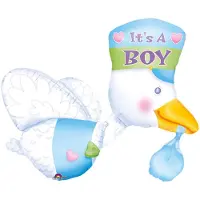 Amscan folieballon it's a boy ooievaar 81 x 35 cm blauw/wit