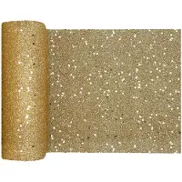 SANTEX Tafelloper op rol - goud glitter - 18 x 500 cm - polyester - Feesttafelkleden