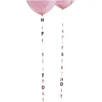 Ginger Ray Ballon Lint - Staart - Happy Birthday Rosé Goud - 5 stuks -