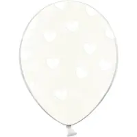 Party Deco Ballonnen Clear Hartjes Wit 50 Stuks