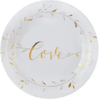SANTEX - 10 witte gemetalliseerde "Just Married" kartonnen borden 23 cm