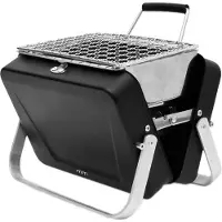 Mikamax World's Smallest Barbecue - Mini Travel Koffer BBQ van Staal met Houtskool Grill