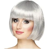 Boland - Pruik Cabaret zilvergrijs Grijs - Steil - Kort - Vrouwen - Can Can - Glitter and Glamour