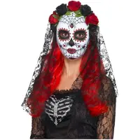 Smiffys Day of the Dead Senorita Masker (wit en multicolor)