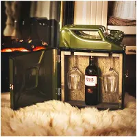 Designed by man Jerrycan Wijn Bar - Groen - Incl. 2 Wijnglazen