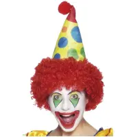 Smiffys Clown verkleed pruik met hoedje - rood haar - one size - volwassenen - clownspruik