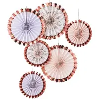 Ginger Ray Waaiers Pastel/Rosé Goud - 6 stuks