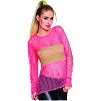 Fun Fishnet Top Neon Roze M/l
