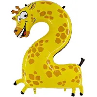 Delights Direct Folieballon ‘2’ Giraffe - 100 Centimeter