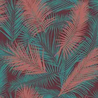 Dutch Wallcoverings Eden palm bruin/metallic petrol - J98210