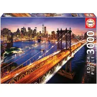 Educa - Manhattan bij Zonsondergang - 3000 Stukjes Puzzel - Lijm Inclusief - Afmetingen 120 x 85 cm - Leeftijd 14+ (18508)