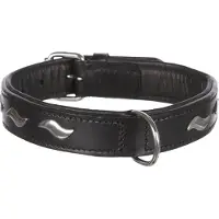 Trixie halsband hond active leer met golfjes zwart
