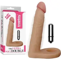 Lovetoy Ultrasoft Double Vibrerende Voorbinddildo voor dubbele penetratie 16 cm
