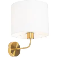 QAZQA Klassieke wandlamp goud stoffen kap wit - Cas