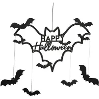 Ginger Ray Zwarte Houten Vleermuizen Bord | Happy Halloween