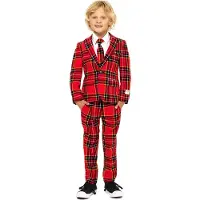 Opposuits geruit kostuum The Lumberjack rood Jongens Polyester Reverskraag - maat 98/104