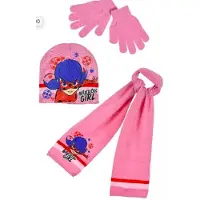 Miraculous Ladybug winterset - muts / sjaal / handschoenen - roos - maat 54 cm