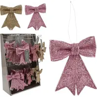 Home & Styling 9 stuks kerststrik glitter 10.5 cm - Light Pink/ Dark Pink/ Champagne gold