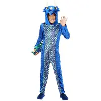 Smiffys - Dinosaur Onesie Kinder Kostuum - Kids tm 12 jaar - Blauw