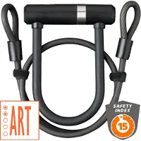 Axa Newton Mini Pro Beugelslot – ART 2 Fietsslot – 16 mm Gehard Staal – Inclusief 100 cm Kabel – 14 cm Beugellengte – Met Framehouder – Zwart
