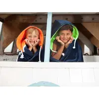 S & LT Hoody strandlaken navy/oranje - 100x200 cm. - met capuchon - 100% katoen