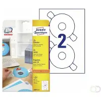 Avery L6015-25 CD-etiketten Ø 117 mm Papier Wit 50 stuk(s) Permanent hechtend Inkjet, Laser (zwart/wit), Laser (kleur), Kopiëren (zwart/wit),
