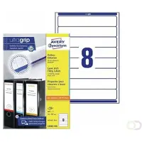 Avery Zweckform AVERY ultragrip Ordnerrugetiketten Permanent klevend L6060-100 3,4 x 19,2 cm Helderwit 100 Vellen à 8 Etiketten