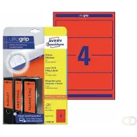 Avery ultragrip Ordnerrugetiket Permanent klevend Breed L4766-20 A4 6,1 x 19,2 cm Rood 20 Vellen à 4 Etiketten