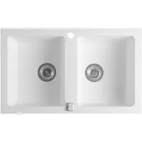 Sapho spoelbak dubbel 78x47,5cm met kraangat wit graniet