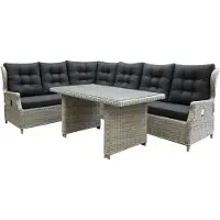 AVH-Collectie Ibiza hoek dining loungeset 5-delig verstelbaar wit grijs
