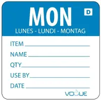 Vogue Oplosbare voedseletiketten daglabels maandag/blauw Vogue, 250 stuks