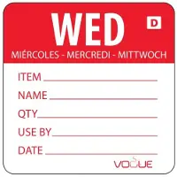 Vogue Oplosbare voedseletiketten daglabels woensdag/rood Vogue, 250 stuks