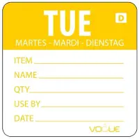 Vogue Oplosbare voedseletiketten daglabels dinsdag/geel Vogue, 250 stuks