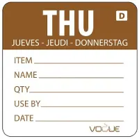Vogue Oplosbare voedseletiketten daglabels donderdag/bruin Vogue, 250 stuks