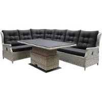 AVH-Collectie Ibiza dining verstelbare hoek loungeset 5 delig wit grijs met verstelbare tafel