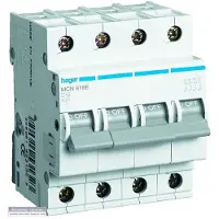 Hager installatieautomaat 3 mcn c-karakteristiek 3p en n, meeschakelende nul