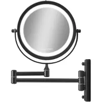 Gillian Jones - Double-Sided Wall Mirror w. LED Light & x10 Magnification - Black