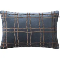 Chhatwal & Jonsson Tattersall Kussenhoes 40x60 Cm Zeeblauw / - Decoratieve kussens & hoezen Fluweel Cognac - CC530241-16V