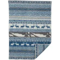 Klippan Yllefabrik wiegdeken eco wol Sarek blauw / grijs