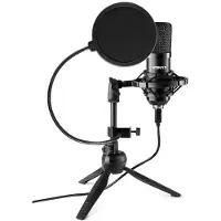 VONYX USB microfoon voor pc - CM300B - Met tafelstandaard en popfilter - Zwart